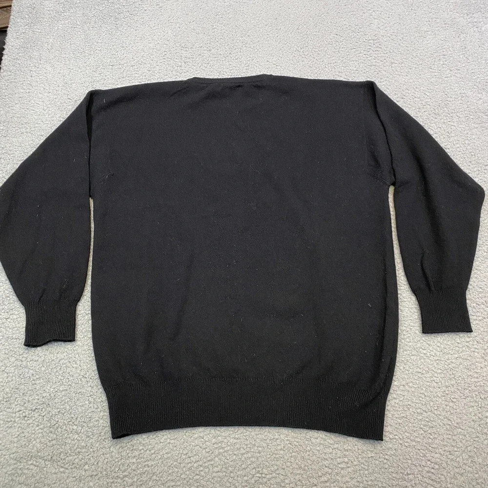 Harrods Knightsbridge Sweater Mens Medium Black Knit Wool Argyle Preppy Academia